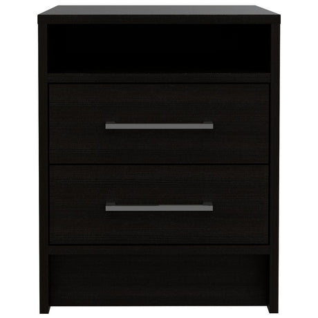 Mesa de Noche Eter Plus Wengue 40x50.7cm con Dos Cajones y con Un Compartimiento - Mesas de Noche | Bylmo