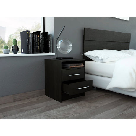 Mesa de Noche Eter Plus Wengue 40x50.7cm con Dos Cajones y con Un Compartimiento - Mesas de Noche | Bylmo