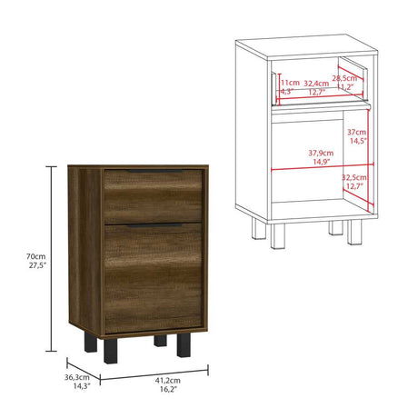 Mesa de Noche Kaia Caramelo 41 cm con Un Cajón y Una Puerta - Mesas de Noche | Bylmo