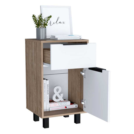 Mesa de Noche Kaia Z Miel 41x70cm con Un Cajón y con Una Puerta - Mesas de Noche | Bylmo