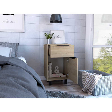 Mesa de Noche Kaia Rovere 41 cm con Un Cajón y Una Puerta - Mesas de Noche | Bylmo