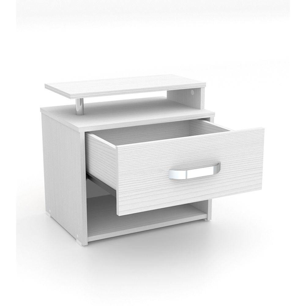 Mesa de Noche Kitoto Blanco 48x47cm con Un Cajón y con Un Compartimiento - Mesas de Noche | Bylmo