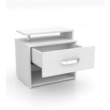 Mesa de Noche Kitoto Blanco 48x47cm con Un Cajón y con Un Compartimiento - Mesas de Noche | Bylmo