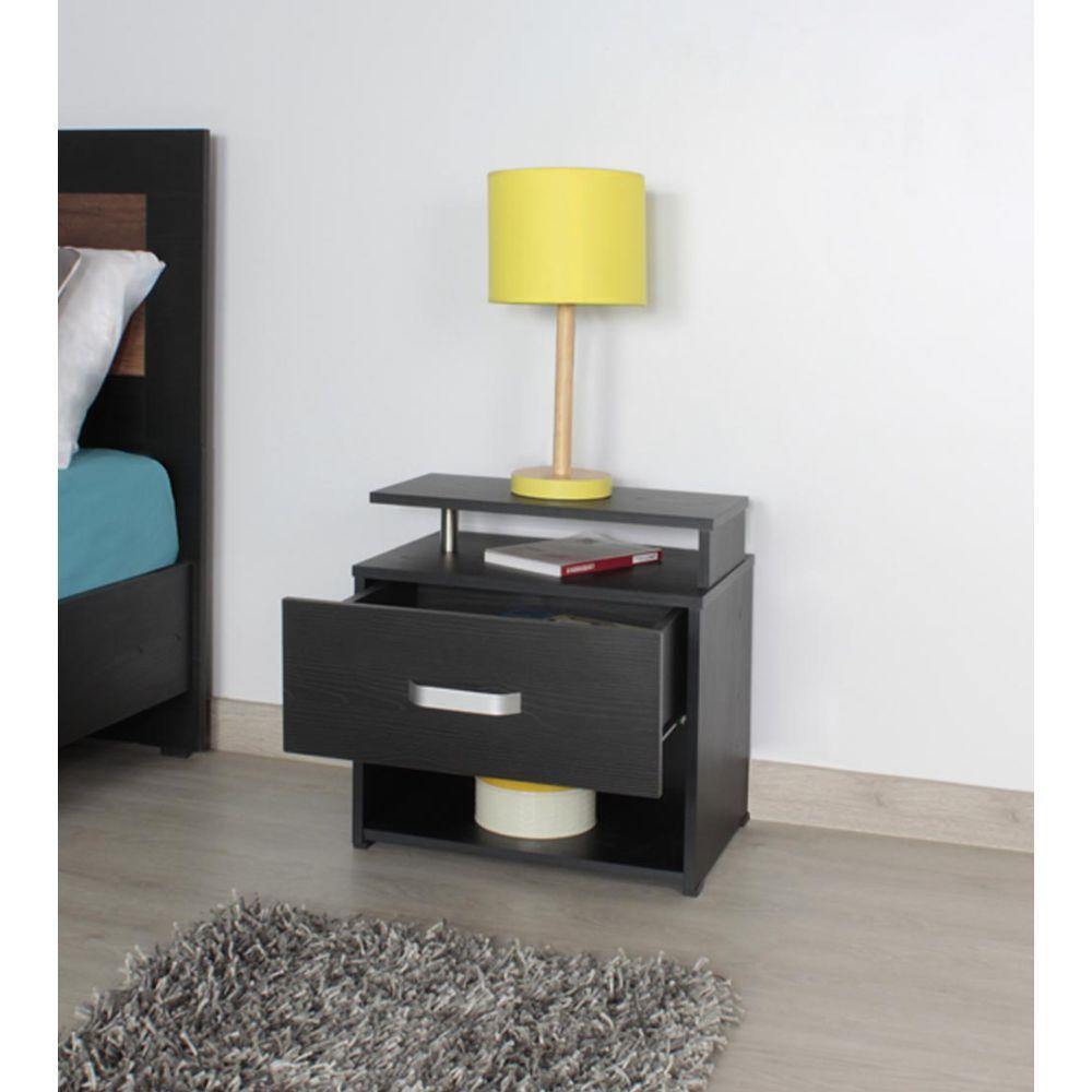 Mesa de Noche Kioto Wengue 48x47cm con Un Cajón y con Un Compartimiento - Mesas de Noche | Bylmo