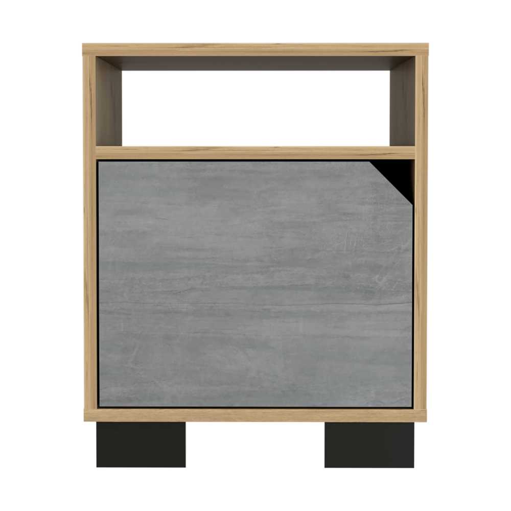 Mesa de Noche Loira Duna y Cemento 40 cm con Una Puerta - Mesas de Noche | Bylmo