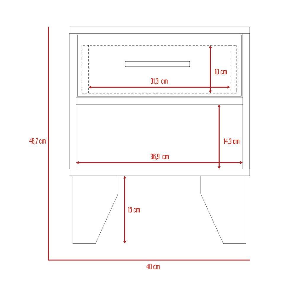 Mesa de Noche Portonova Caramelo 40 cm con Un Cajón - Mesas de Noche | Bylmo