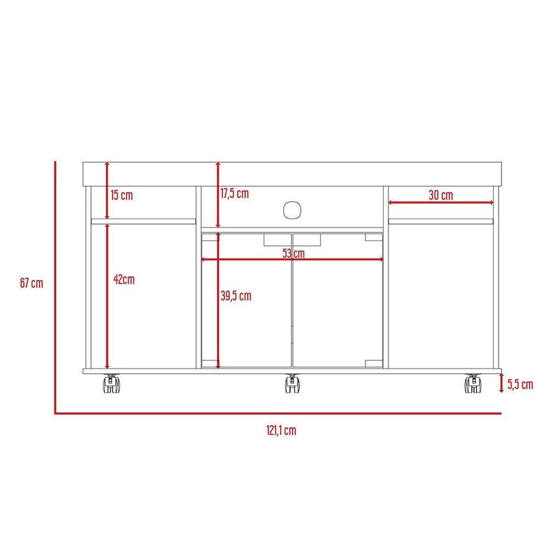 Mesa para TV Vermon Wengue 121 cm con Puertas de Vidrio