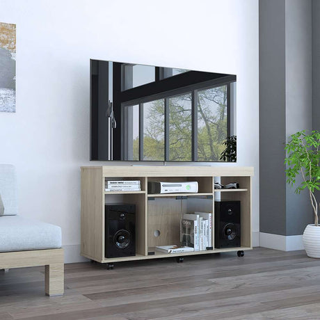 Mesa para TV Varmon Rovere 121.1x67cm Para TV Hasta 50 Pulgadas con Un Cajón con Ranuras para Cables y con Ruedas - Muebles para TV | Bylmo