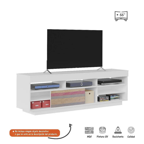 Rack de TV Treviso Blanco 180x56cm Para TV Hasta 55 Pulgadas con Dos Cajones - Muebles para TV | Bylmo