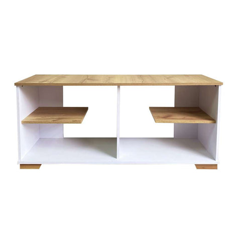 Mesa para TV Flow Vienes y Blanco 120 cm con Entrepaños - Muebles para TV | Bylmo