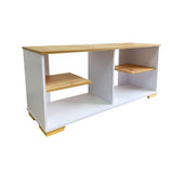 Mesa para TV Flow Vienes y Blanco 120 cm con Entrepaños - Muebles para TV | Bylmo