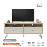Rack Liberty Roble y Blanco 160 cm con Cuatro Puertas - Muebles para TV | Bylmo