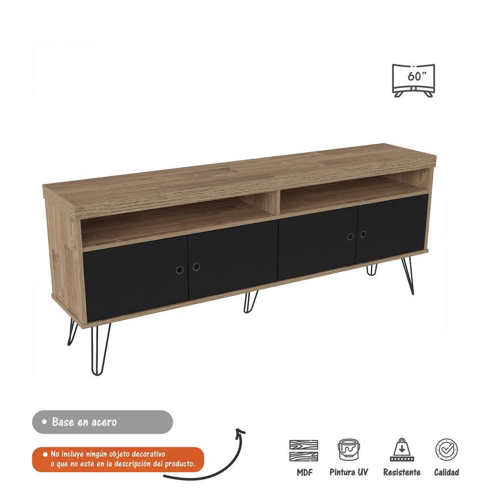 Rack Liberty Cafe y Negro 160 cm con Cuatro Puertas - Muebles para TV | Bylmo