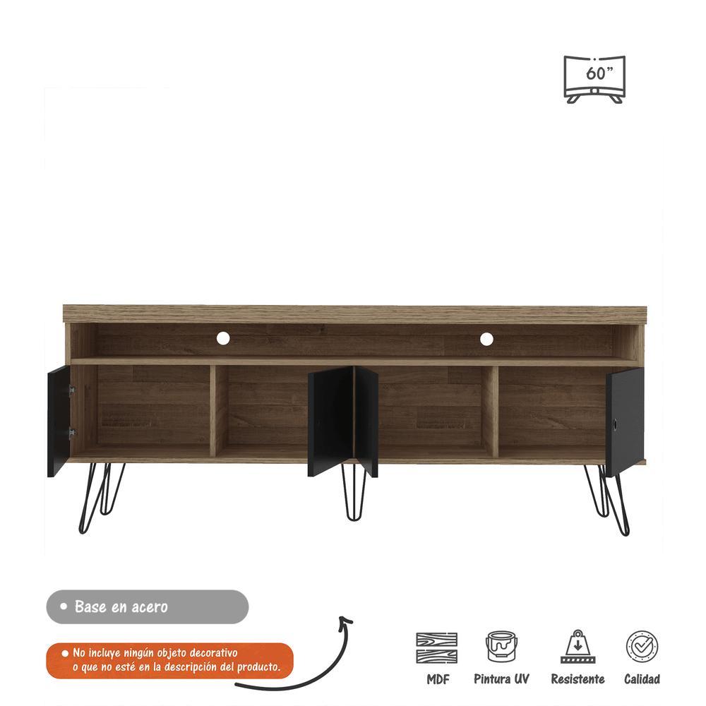 Rack Liberty Cafe y Negro 160 cm con Cuatro Puertas - Muebles para TV | Bylmo