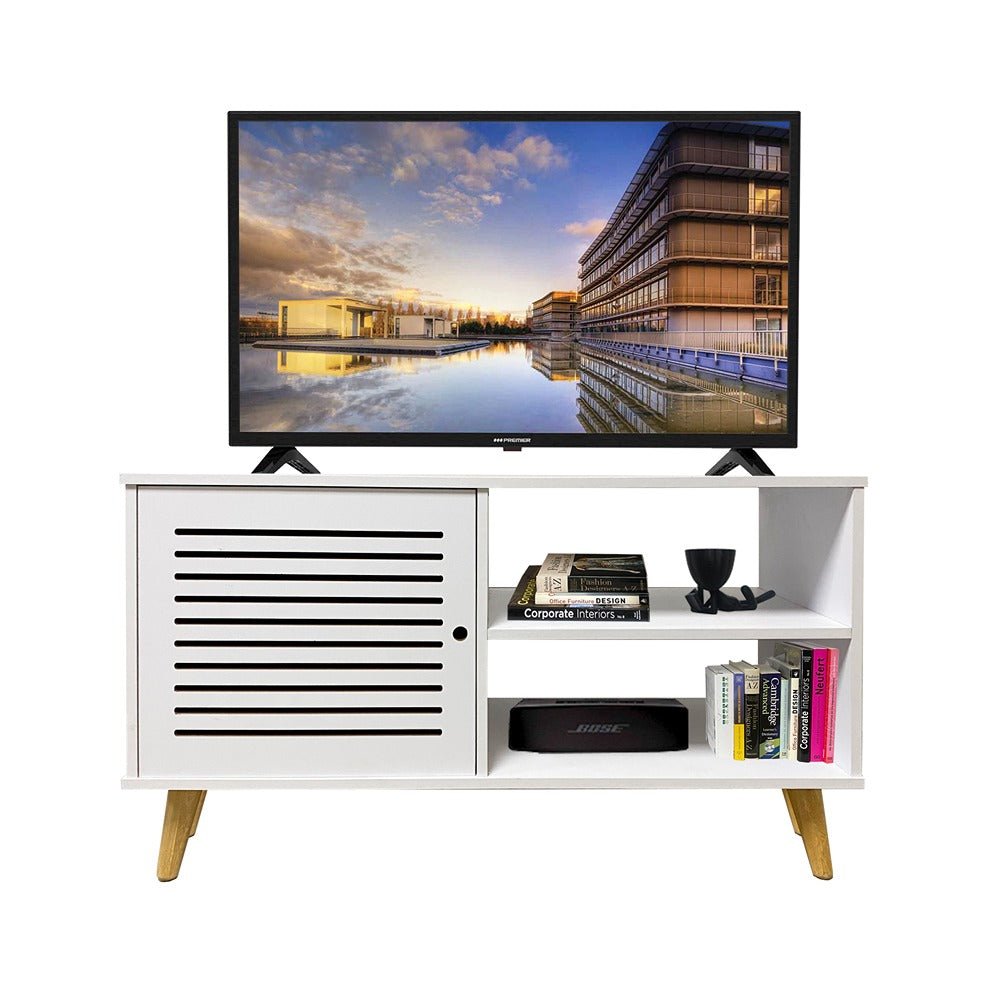 Rack Tolu Blanco 110 cm con Una Puerta - Muebles para TV | Bylmo