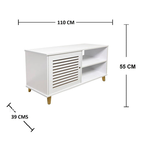 Rack Tolu Blanco 110 cm con Una Puerta - Muebles para TV | Bylmo
