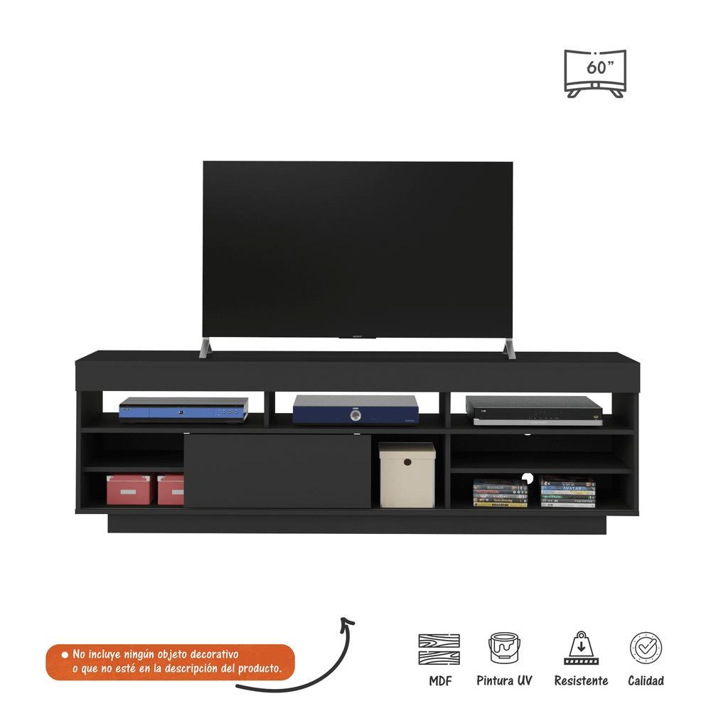 Rack de TV Treviso Negro 180x56cm Para TV Hasta 60 Pulgadas con Dos Cajones - Muebles para TV | Bylmo