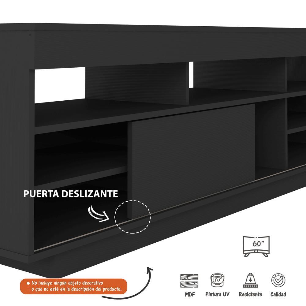 Rack de TV Treviso Negro 180x56cm Para TV Hasta 60 Pulgadas con Dos Cajones - Muebles para TV | Bylmo