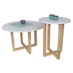 Mesa X2 Dina Blanco 60 cm Circulares con Patas de Madera