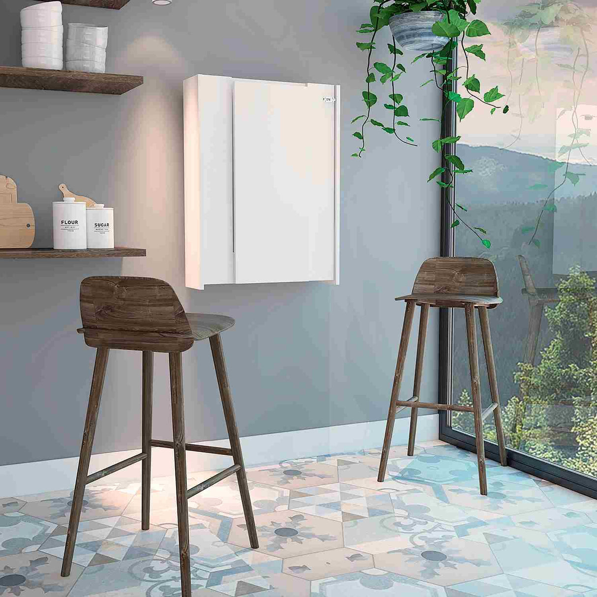 Mesa Vatta Blanco 60x80cm sin Cajones y sin Portabotellas - Bares | Bylmo