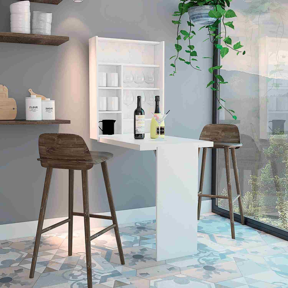 Mesa Vatta Blanco 60x80cm sin Cajones y sin Portabotellas - Bares | Bylmo