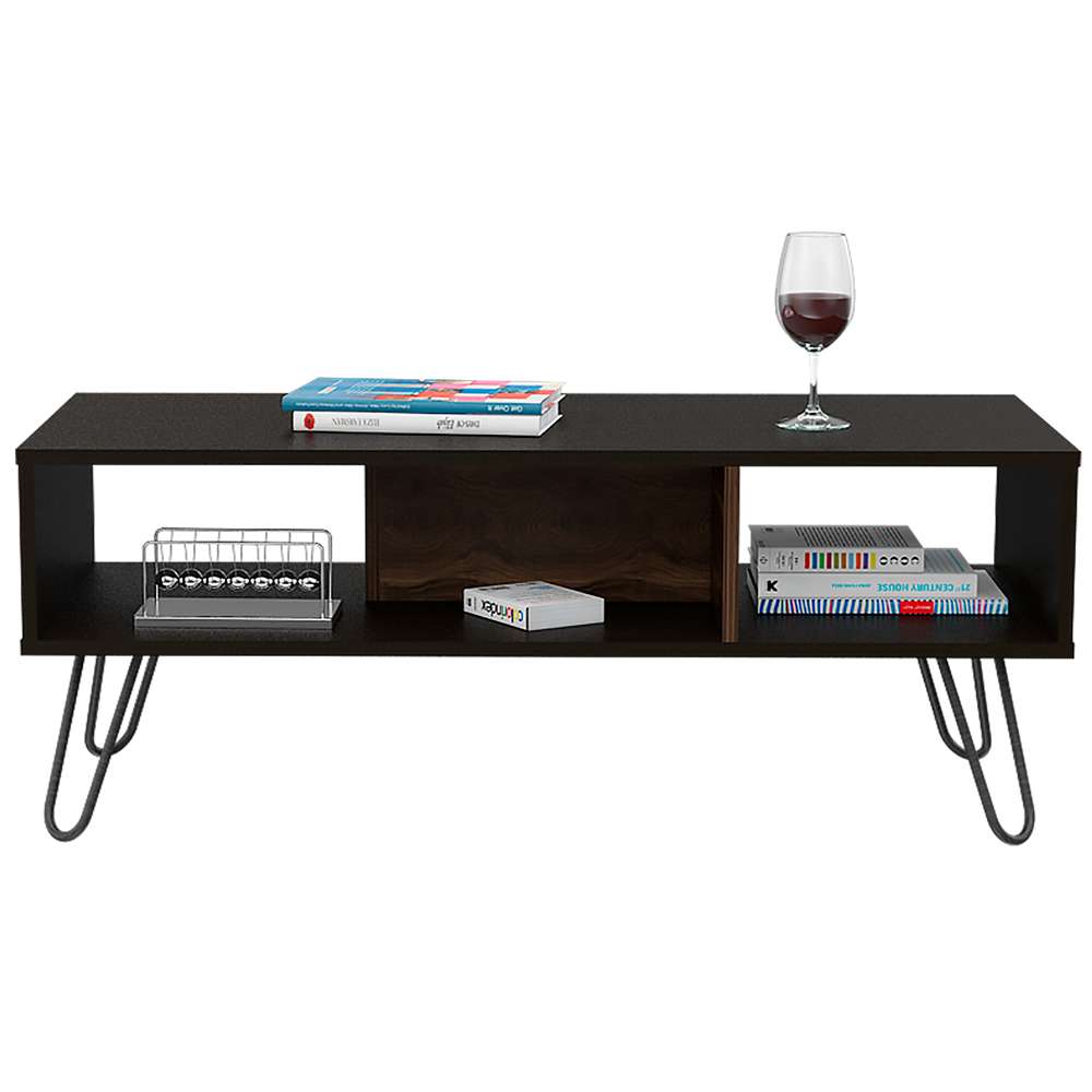 Mesa de Centro Vassel Wengue 101.1x40cm Rectangular con Patas y con Compartimientos - Mesas | Bylmo