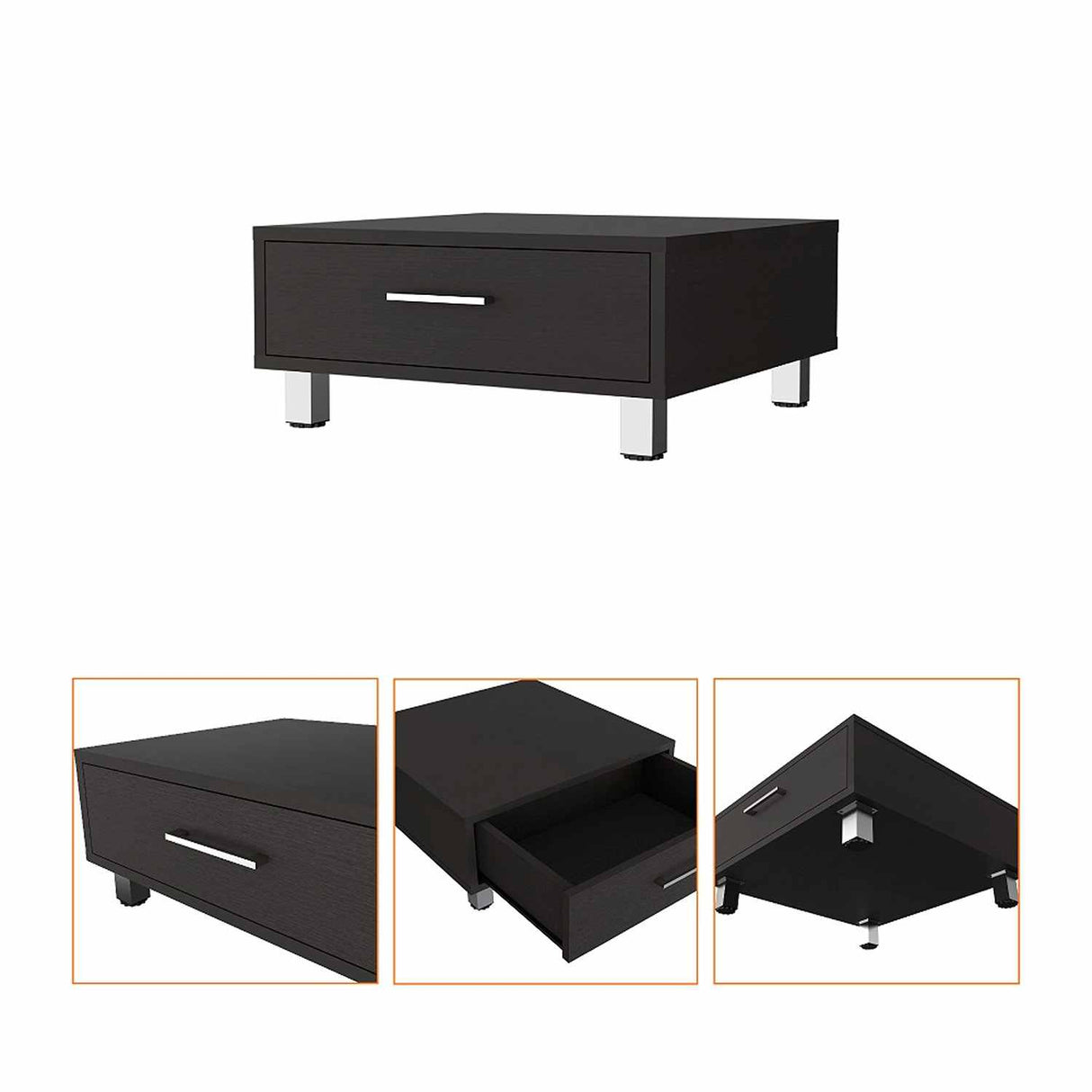 Mesa de Centro Beijing Wengue 60x26cm Rectangular con Patas y con Compartimientos - Mesas de Centro | Bylmo