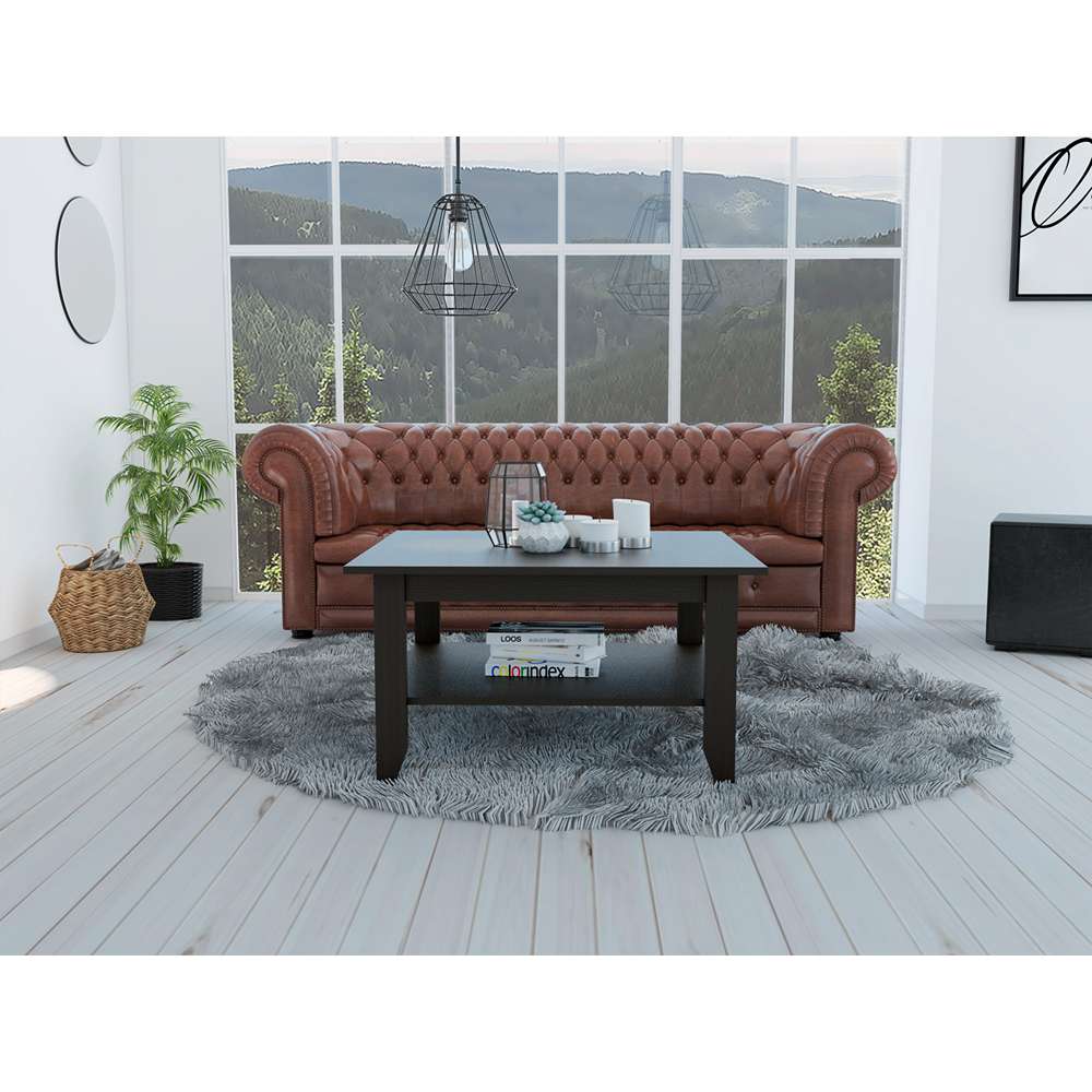 Mesa de Centro Essential Wengue 80x45cm Rectangular con Patas y con Compartimientos - Mesas | Bylmo
