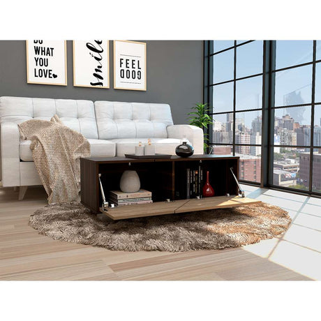 Mesa Fraktal Habano y Miel 104 cm con Dos Puertas - Mesas | Bylmo