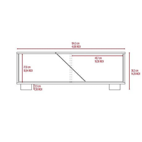 Mesa Fraktal Habano y Miel 104 cm con Dos Puertas - Mesas | Bylmo