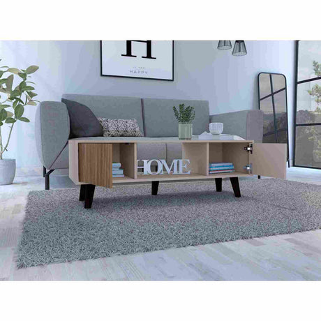 Mesa de Centro Funes Taupe 120 cm Rectangular con Dos Puertas - Mesas de Centro | Bylmo
