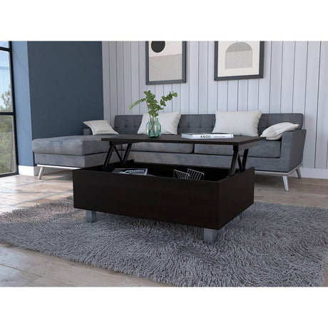Mesa de Centro Gambia Plus Wengue 80x29.75cm Rectangular con Patas y con Compartimientos - Mesas | Bylmo