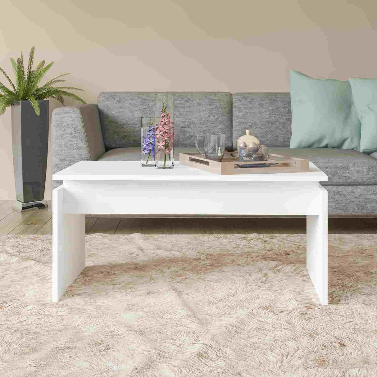 Mesa de Centro Katry Blanco 80 cm Rectangular Tradicional - Mesas de Centro | Bylmo