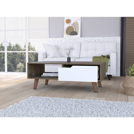 Mesa Oslo Bellota y Blanco 100 cm con Un Cajón - Mesas | Bylmo