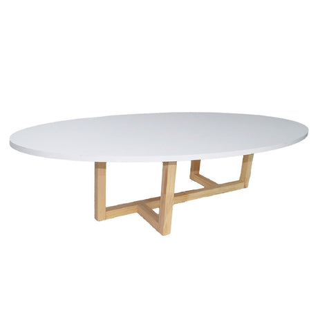 Mesa de Centro Roma Blanco 120 cm Ovalada con Patas de Madera - Mesas de Centro | Bylmo