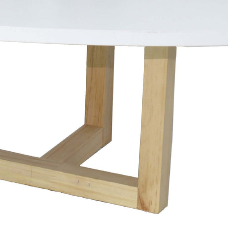 Mesa de Centro Roma Blanco 120 cm Ovalada con Patas de Madera - Mesas de Centro | Bylmo