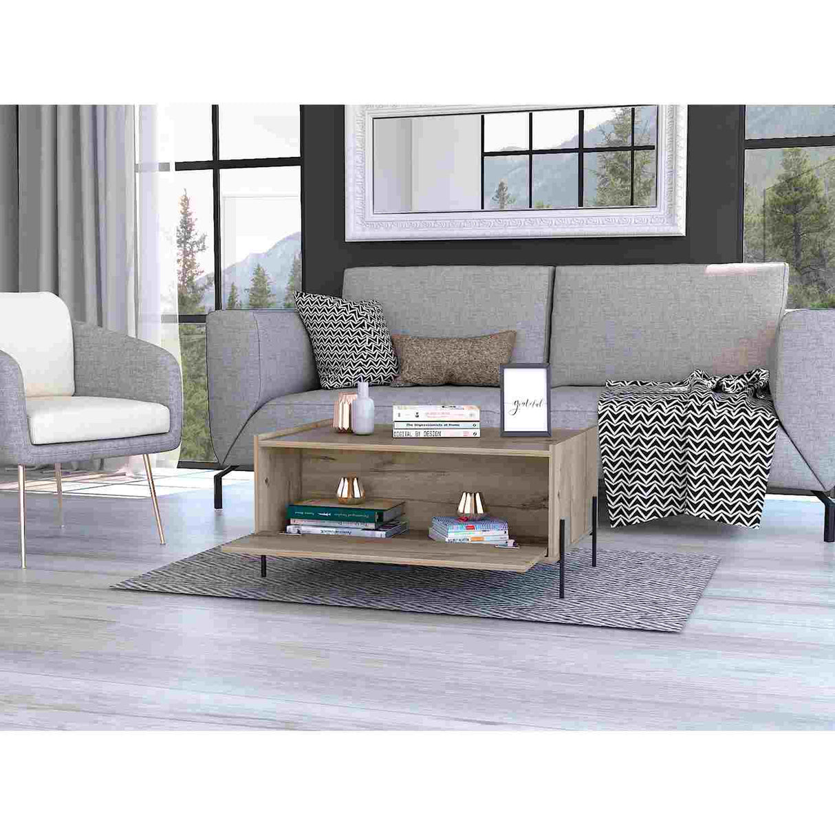 Mesa de Centro Shanghai Duna 84x40cm Rectangular con Patas y con Compartimientos - Mesas de Centro | Bylmo