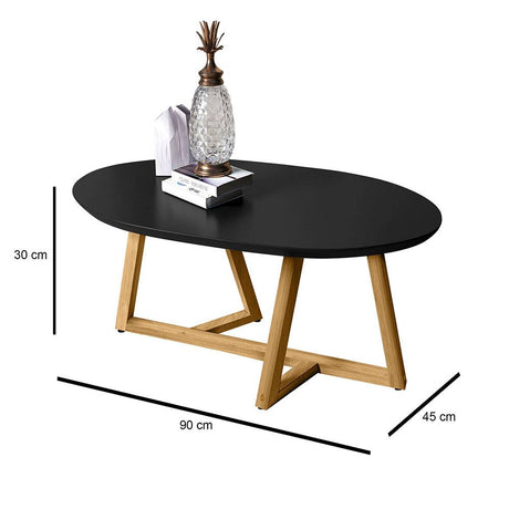 Mesa Tampa Almendra y Negro 90 cm Ovalada con Una Puerta - Mesas | Bylmo