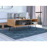 Mesa de Centro Vegas Miel 101x40cm Rectangular con Patas y con Compartimientos - Mesas de Centro | Bylmo