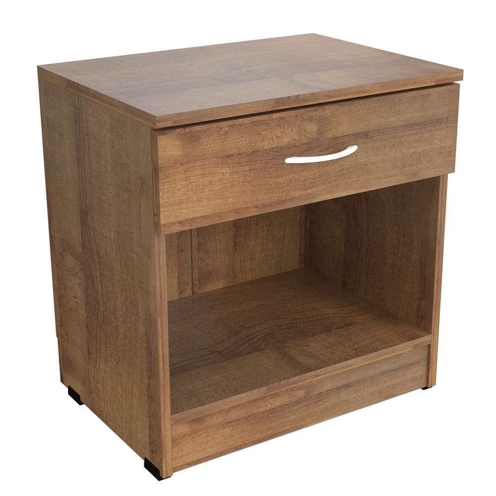 Mesa de Noche Amaretto 48x48cm con Un Cajón y con Un Compartimiento - Mesas de Noche | Bylmo