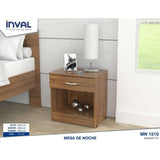 Mesa de Noche Amaretto 48x48cm con Un Cajón y con Un Compartimiento - Mesas de Noche | Bylmo