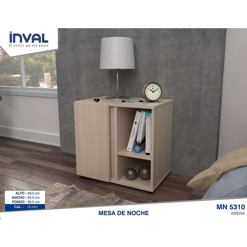 Mesa de Noche Amaretto 49x53cm con Dos Compartimientos y con Una Puerta - Mesas de Noche | Bylmo