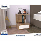 Mesa de Noche Amaretto 40x52cm con Un Cajón y con Un Compartimiento - Mesas de Noche | Bylmo