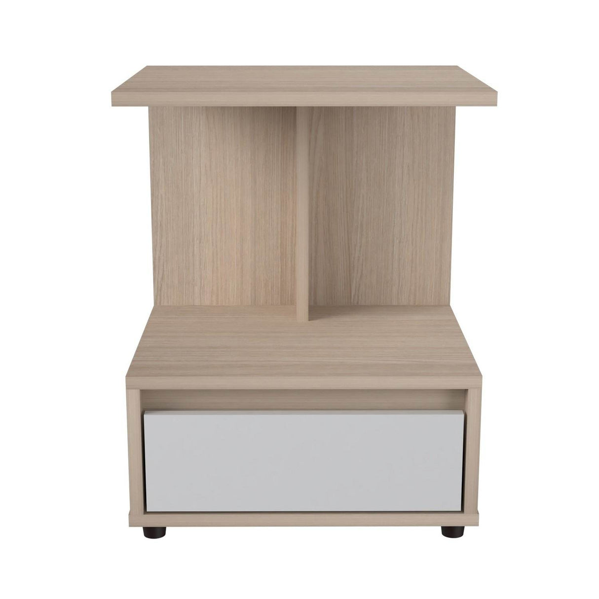 Mesa de Noche Arena y Blanco 40x52cm con Un Cajón y con Un Compartimiento - Mesas de Noche | Bylmo