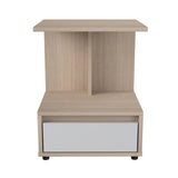 Mesa de Noche Arena y Blanco 40x52cm con Un Cajón y con Un Compartimiento - Mesas de Noche | Bylmo