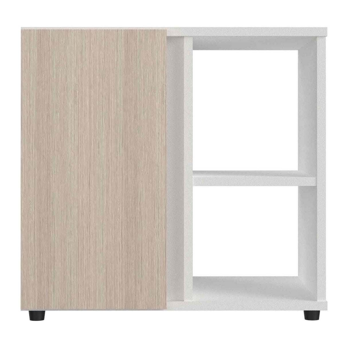 Mesa de Noche Blanco y Arena 53x49cm con Dos Compartimientos y con Una Puerta - Mesas de Noche | Bylmo