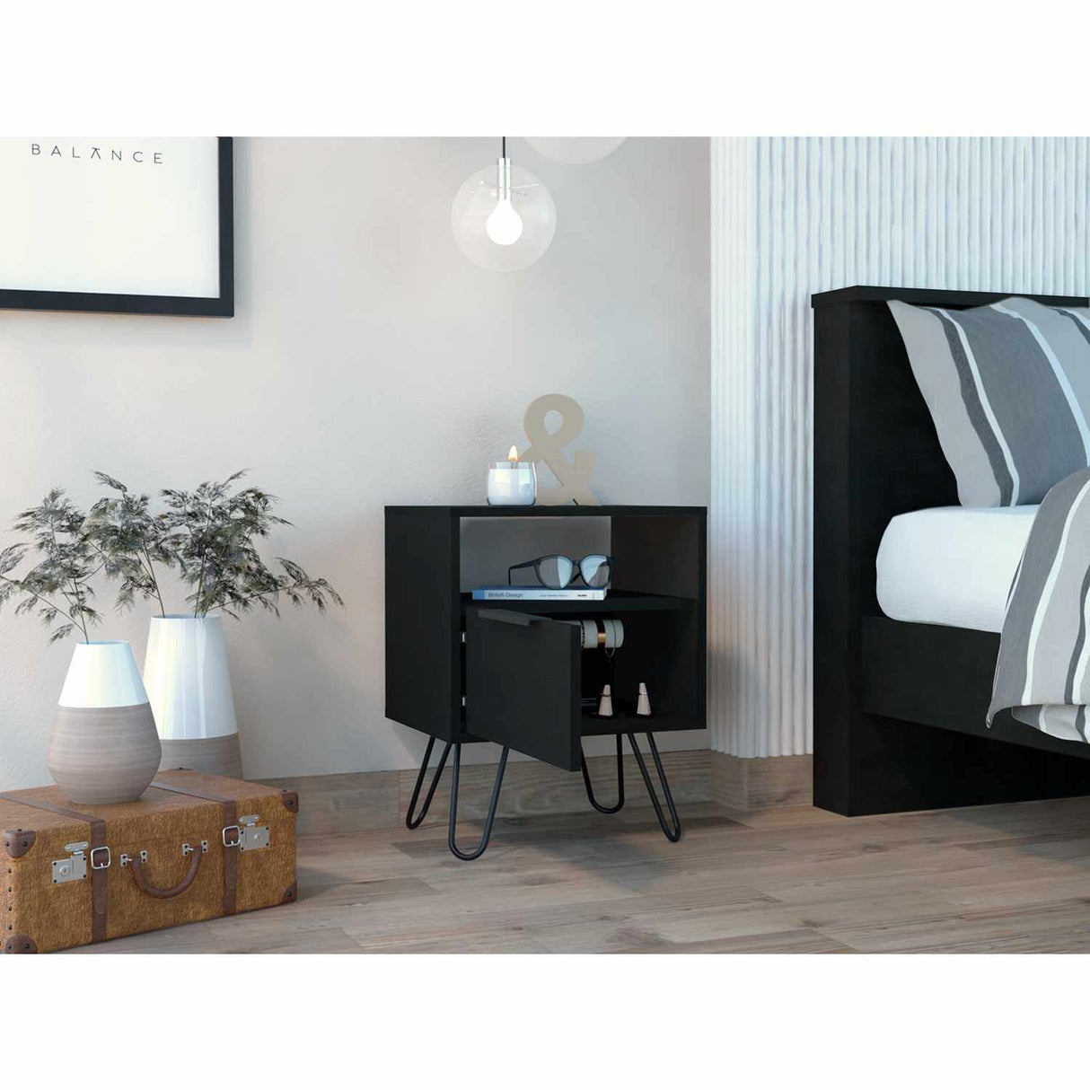 Mesa de Noche Augusta Duna 45x57cm con Un Compartimiento y con Una Puerta - Mesas de Noche | Bylmo