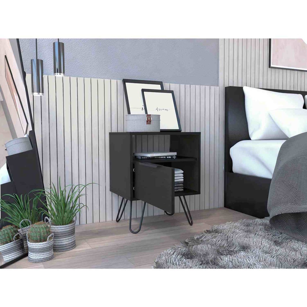 Mesa de Noche Augusta Duna 45x57cm con Un Compartimiento y con Una Puerta - Mesas de Noche | Bylmo