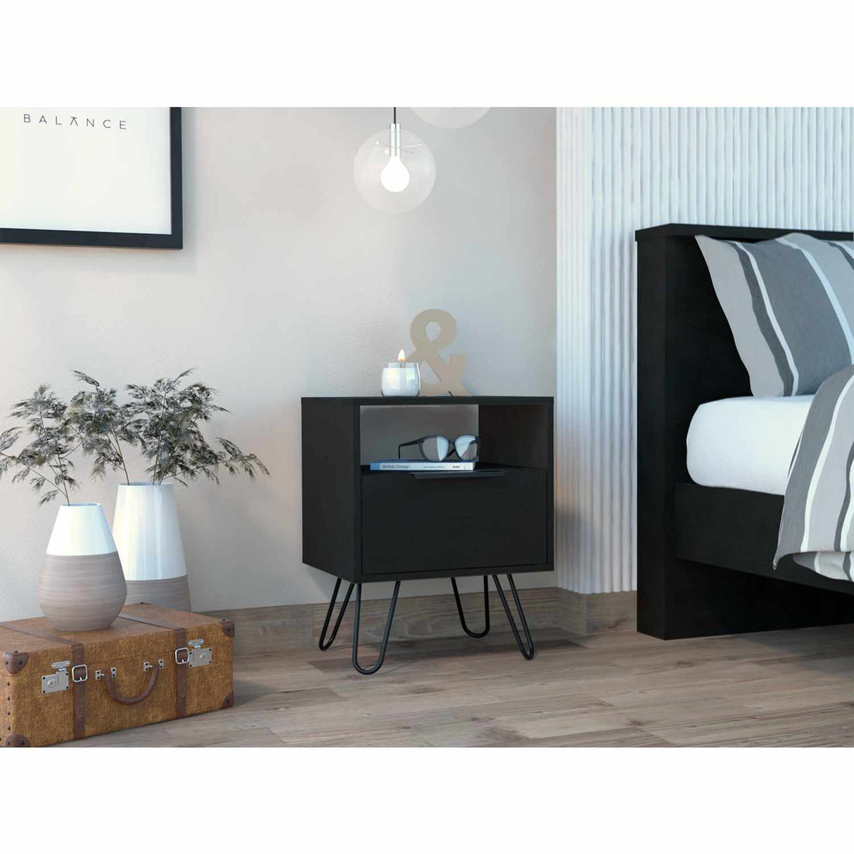 Mesa de Noche Augusta Duna 45x57cm con Un Compartimiento y con Una Puerta - Mesas de Noche | Bylmo