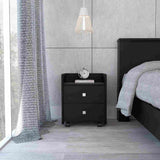 Mesa de Noche Aura Wengue 46x56cm con Dos Cajones y con Un Compartimiento - Mesas de Noche | Bylmo